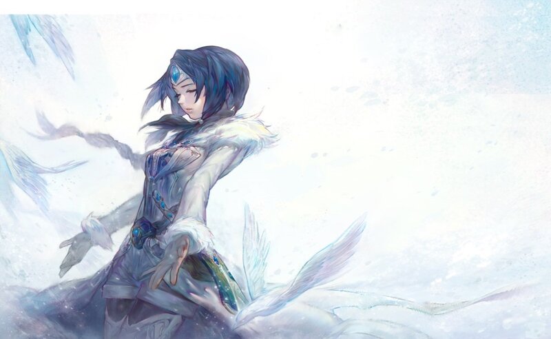 Female Character with Wings — White, Serene