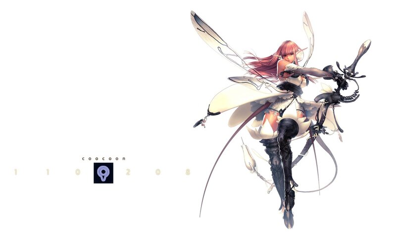 Female Character with Wings — White