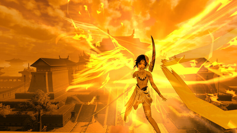 Female Character with Wings — Yellow, Dramatic, Sunset