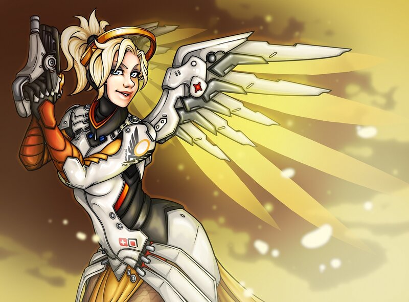 Female Character with Wings — Yellow, Dramatic