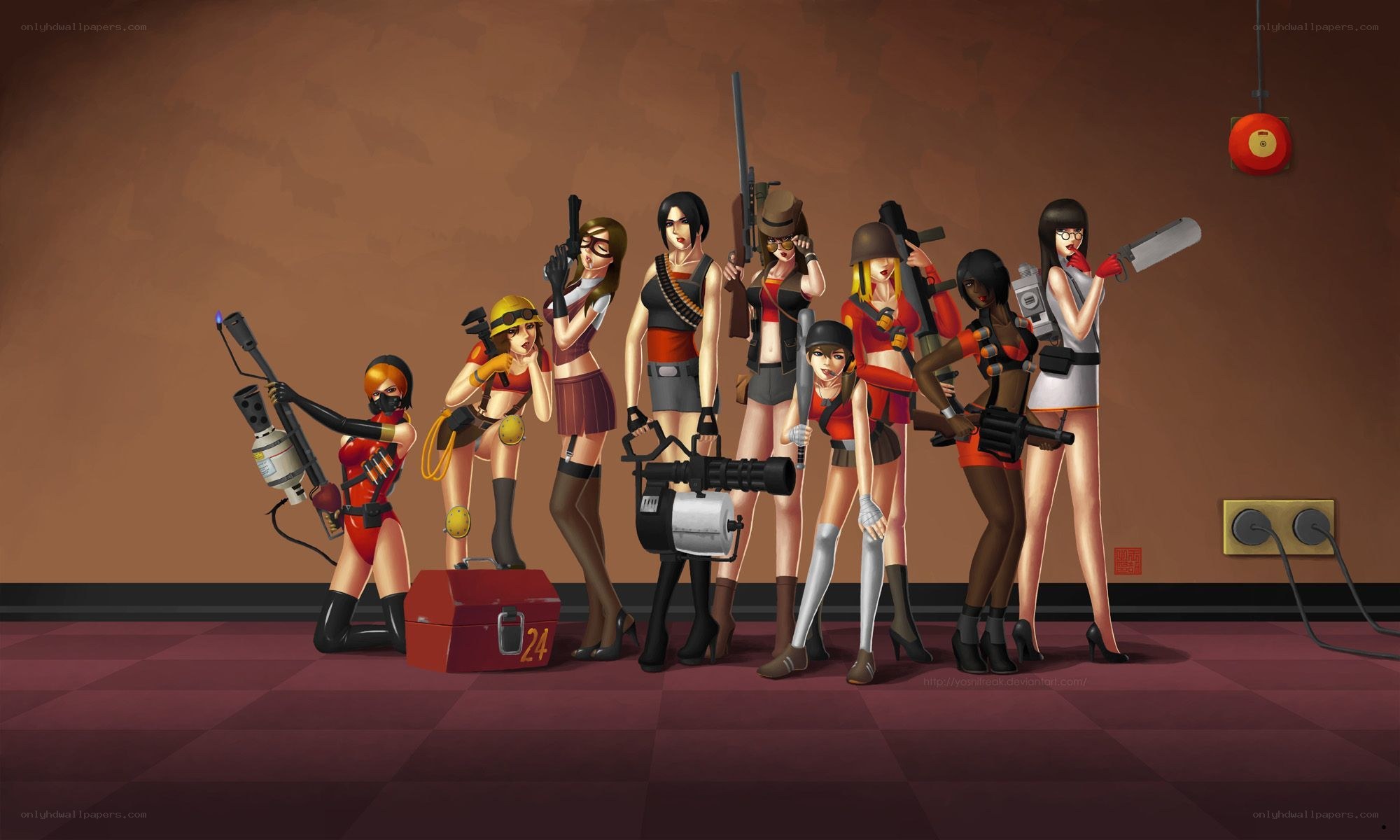 female characters with weapons