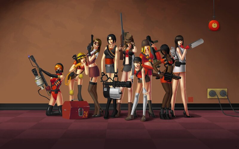 Female Characters with Weapons — Brown