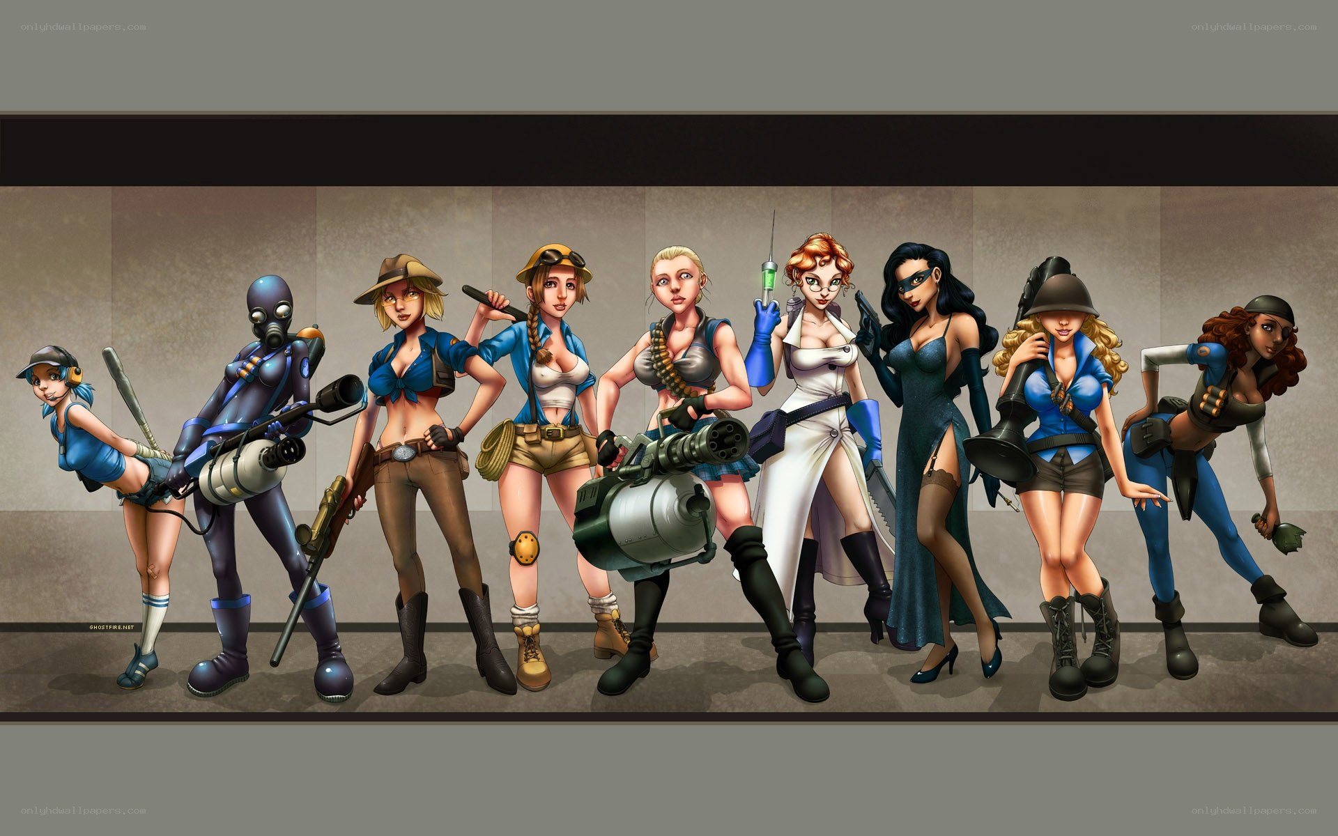 female characters with weapons