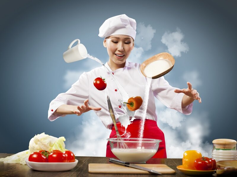 Female Chef Cooking