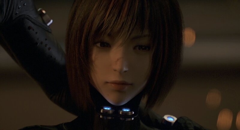 Female Cyborg Character — Black, Serious
