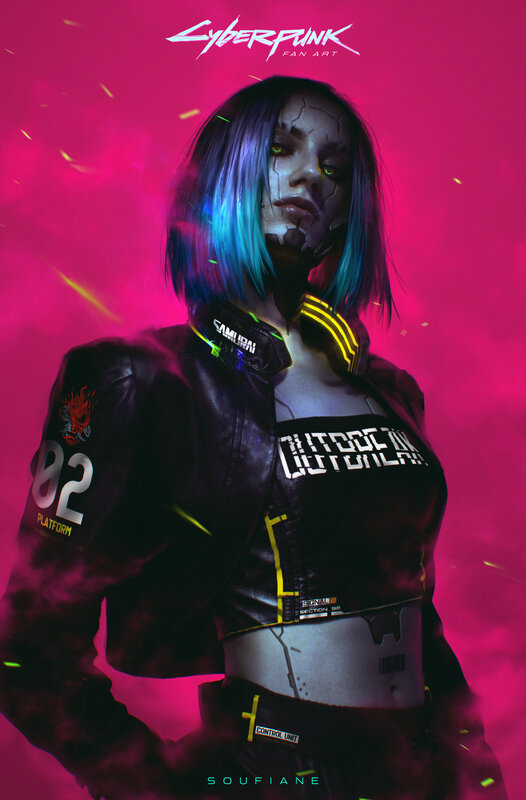 Female Cyborg Character — Pink, Dramatic
