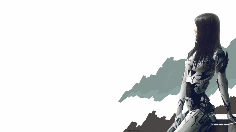 Female Cyborg in Armor — White
