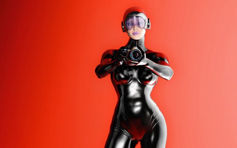 Female Cyborg in Black Suit