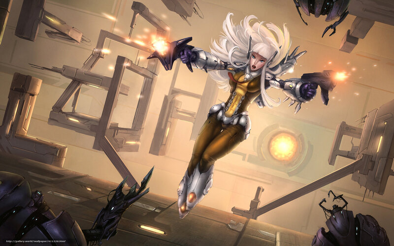 female cyborg in combat