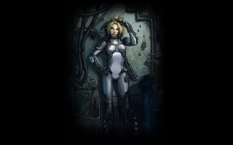 Female Cyborg in Corridor
