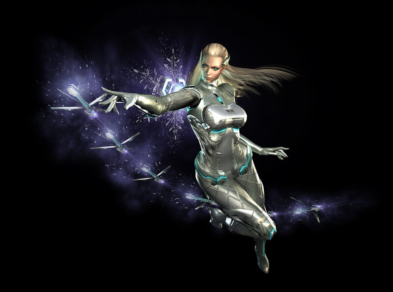 female cyborg in futuristic armor