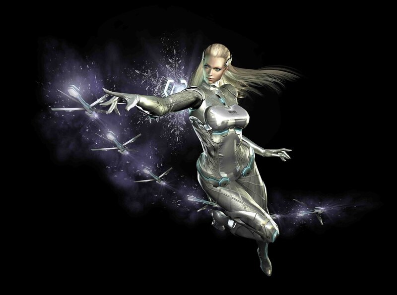 Female Cyborg in Silver Suit