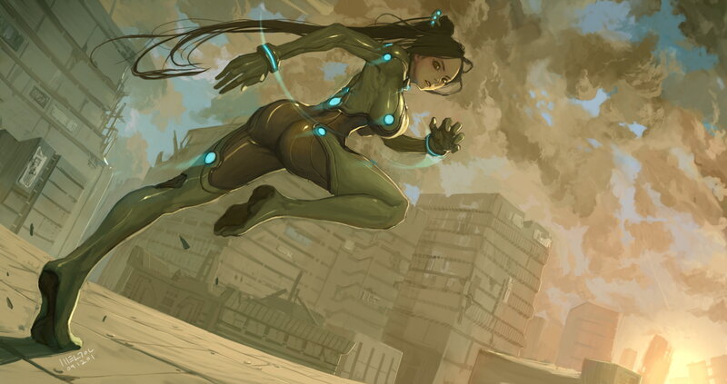 Female Cyborg Running