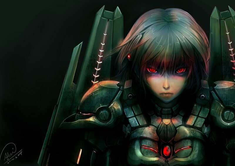 Female Cyborg Soldier — Black, Dramatic