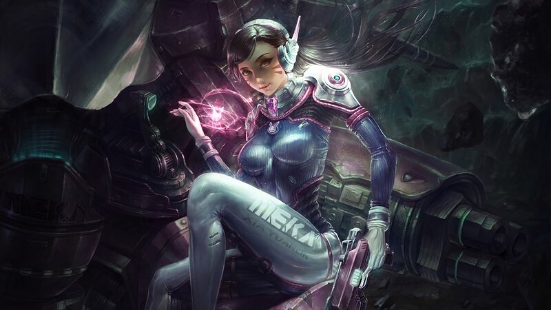 Female Cyborg Soldier — Purple, Dramatic, Digital Art