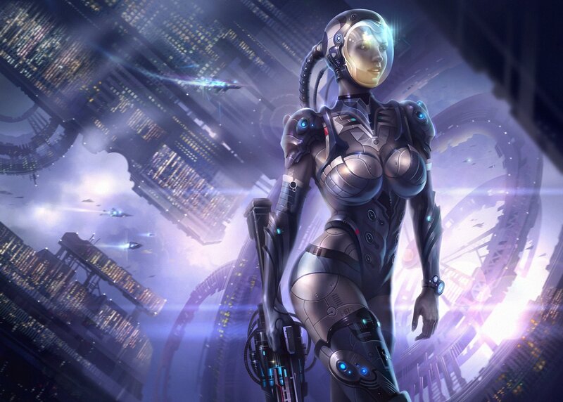 Female Cyborg Soldier — Purple