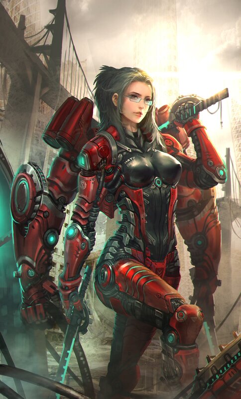 Female Cyborg Soldier — Red