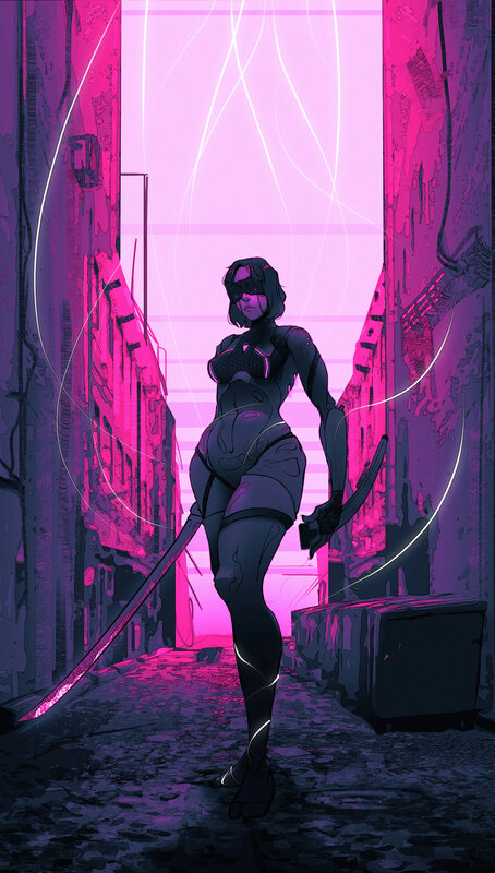 Female Cyborg Warrior — Pink