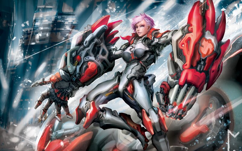 Female Cyborg Warrior — Red
