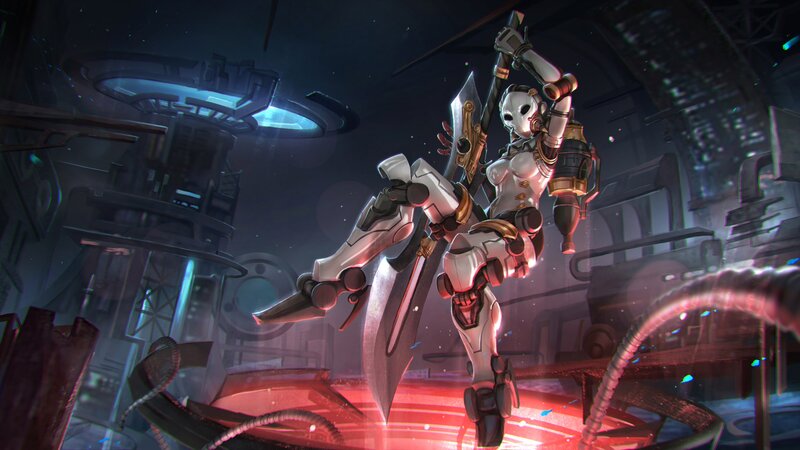 Female Cyborg Warrior — White