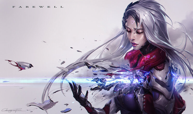 Female Cyborg with Glowing Arm