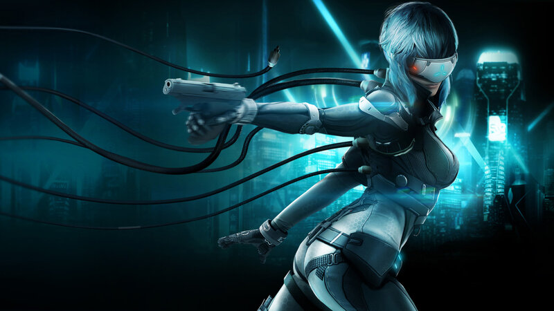 Female Cyborg with Gun