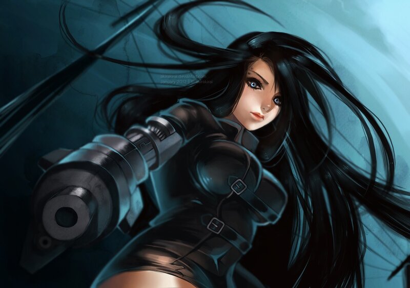 female cyborg with long black hair