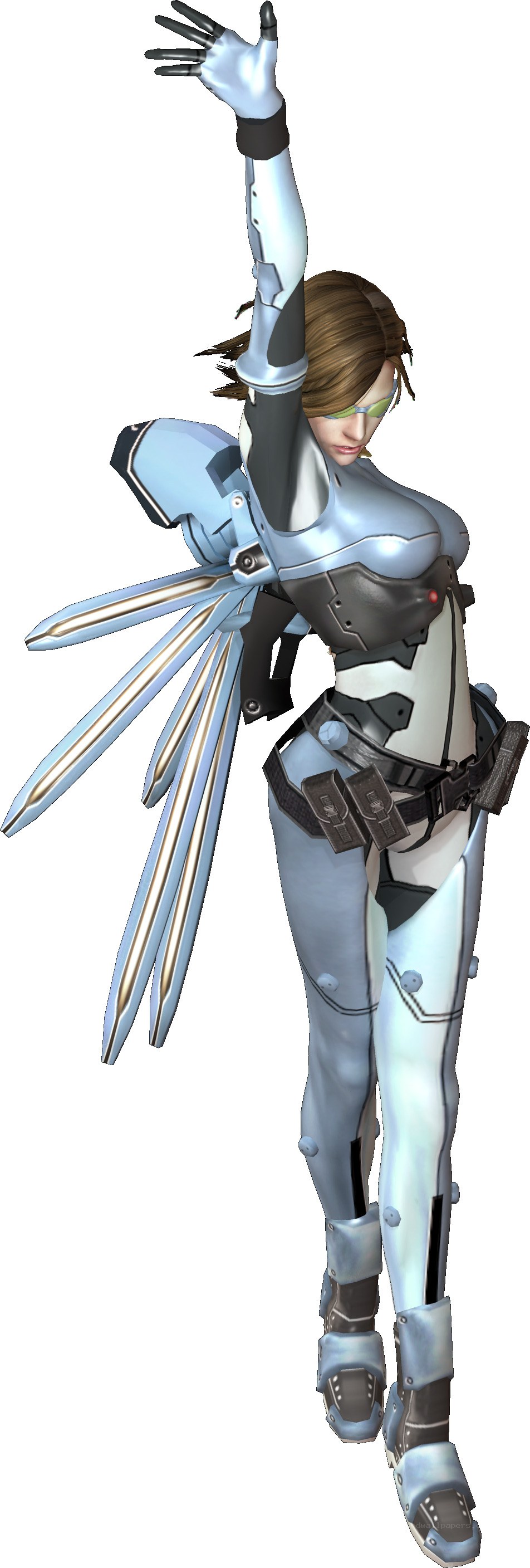 female cyborg with mechanical wings