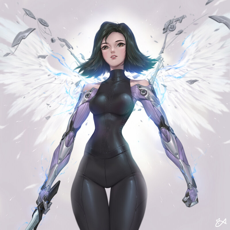 Female Cyborg with Wings