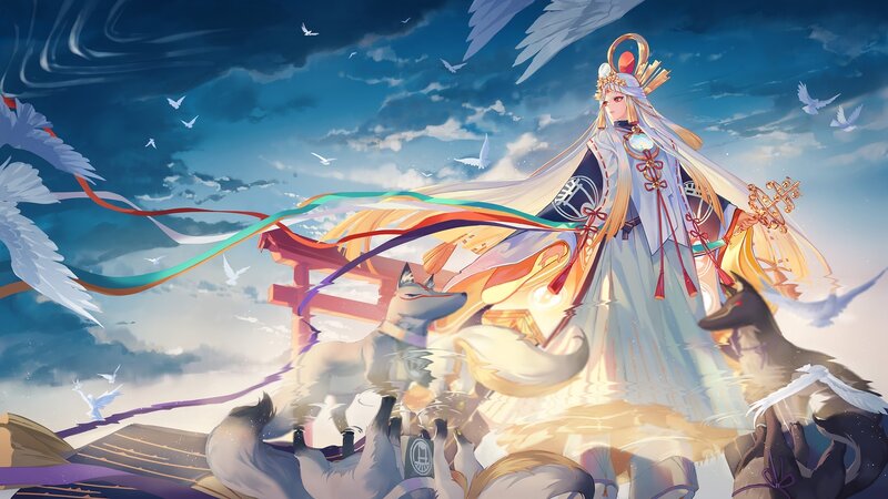 Female Deity with Foxes