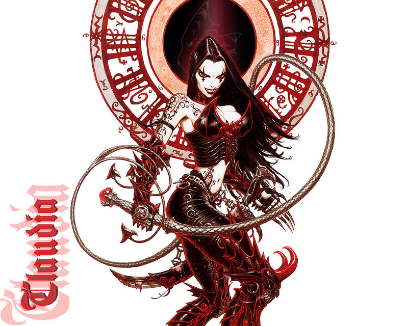 Female Demon Character — Black, Dramatic, Digital Art, Whip