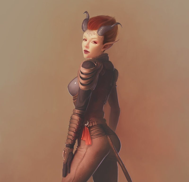 Female Demon Character — Brown