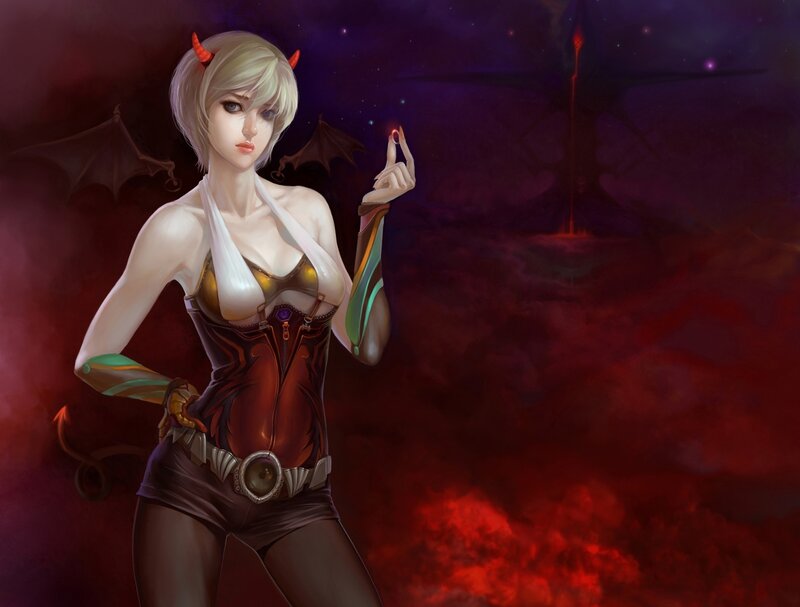 Female Demon Character — Red, Dramatic
