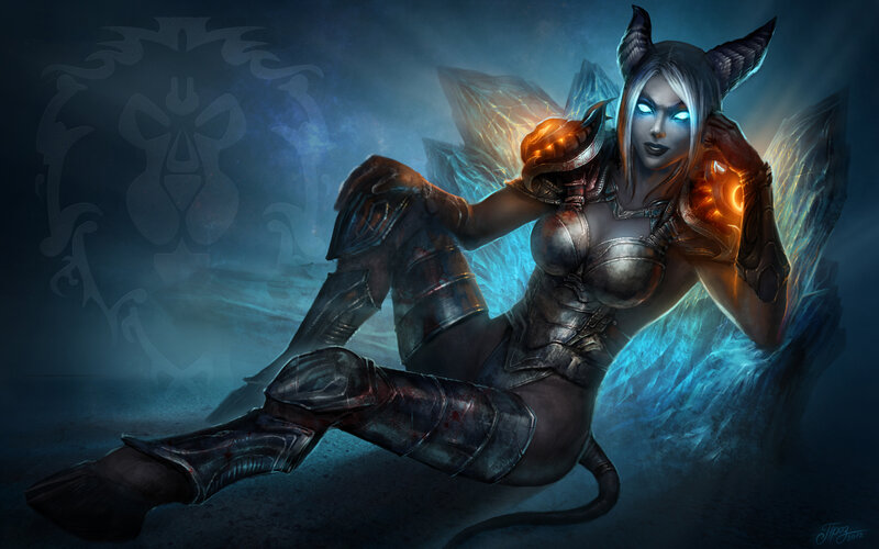 Female Demon Warrior — Blue