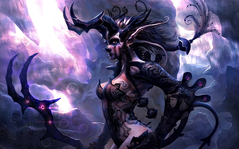 Female Demon Warrior — Purple, Dramatic