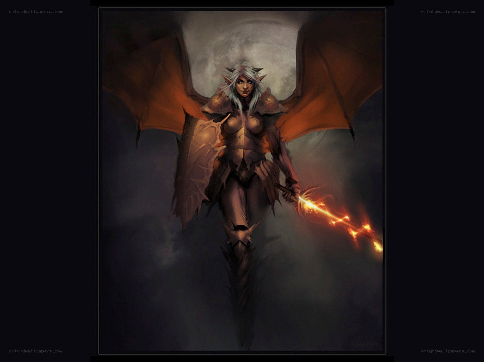 female demon warrior with wings