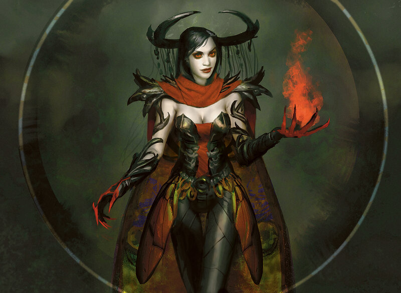 Female Demon with Horns — Black
