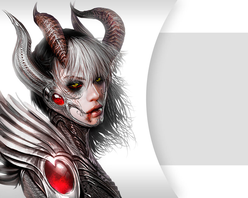 Female Demon with Horns — White