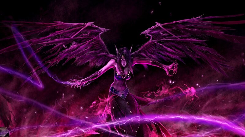 Female Demon with Wings — Purple, Dramatic, Intense, Night