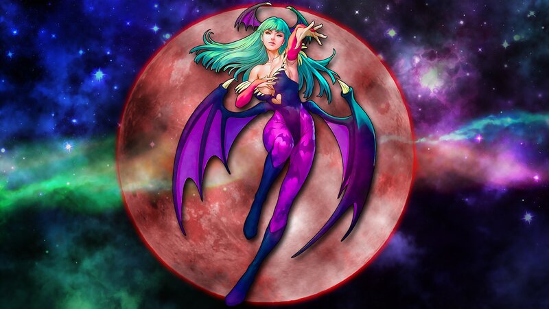 Female Demon with Wings — Purple, Dramatic, Night, Digital Art, Moon