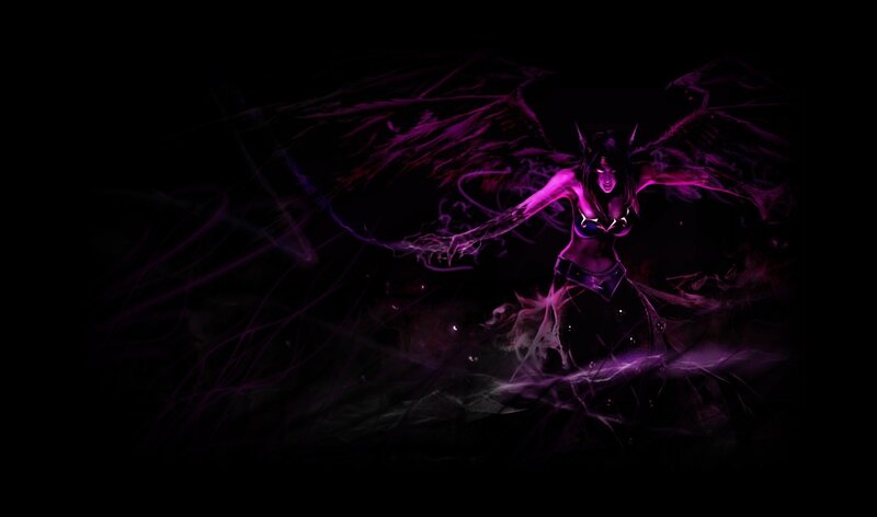Female Demon with Wings — Purple, Dramatic, Night, Digital Art, Purple Energy, Dark Background