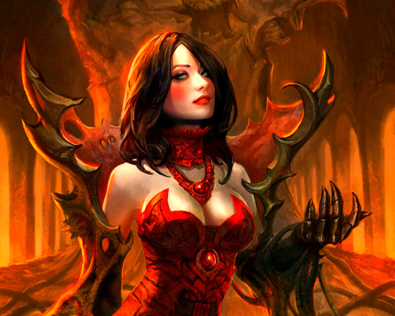 Female Demon with Wings — Red, Dramatic, Digital Art, Claws