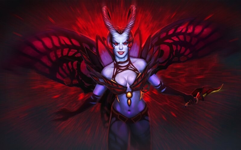 Female Demon with Wings — Red, Dramatic, Digital Art, Sword