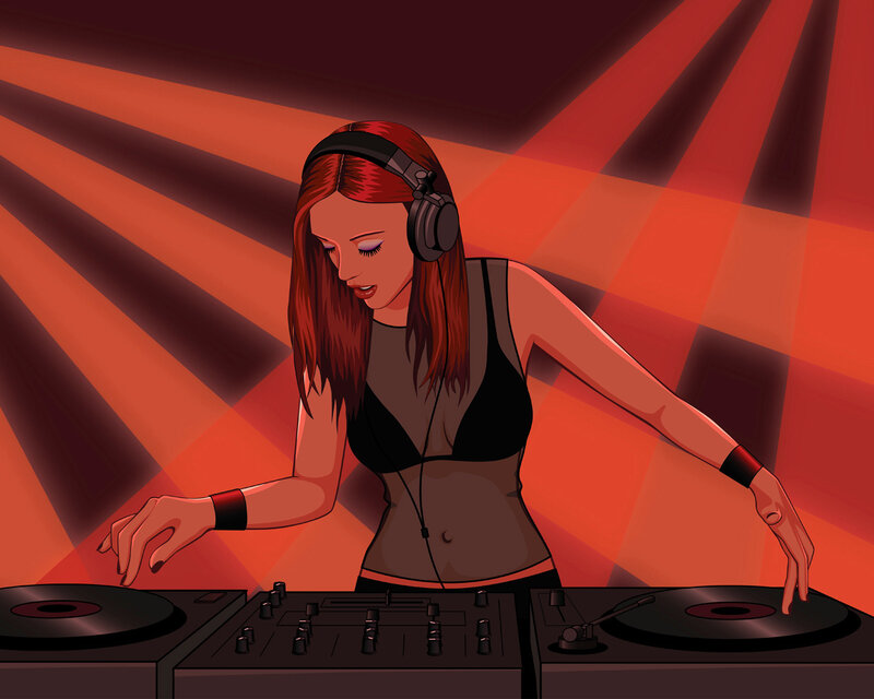 Female DJ at turntables