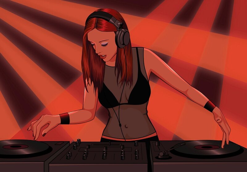 female dj at turntables