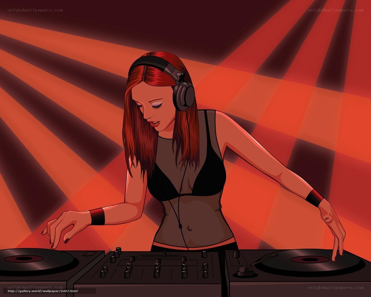 female dj at turntables