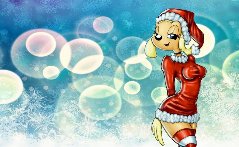 Female Dog in Santa Outfit
