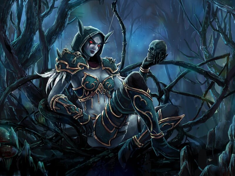 Female Elf Archer — Blue, Dark, Ominous