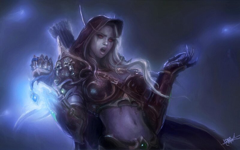 Female Elf Archer — Blue, Dramatic, Night