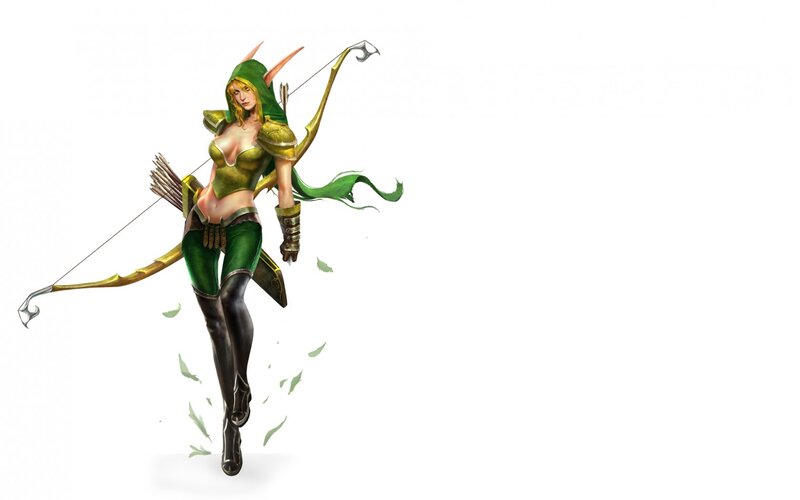 Female Elf Archer — Green, Dynamic